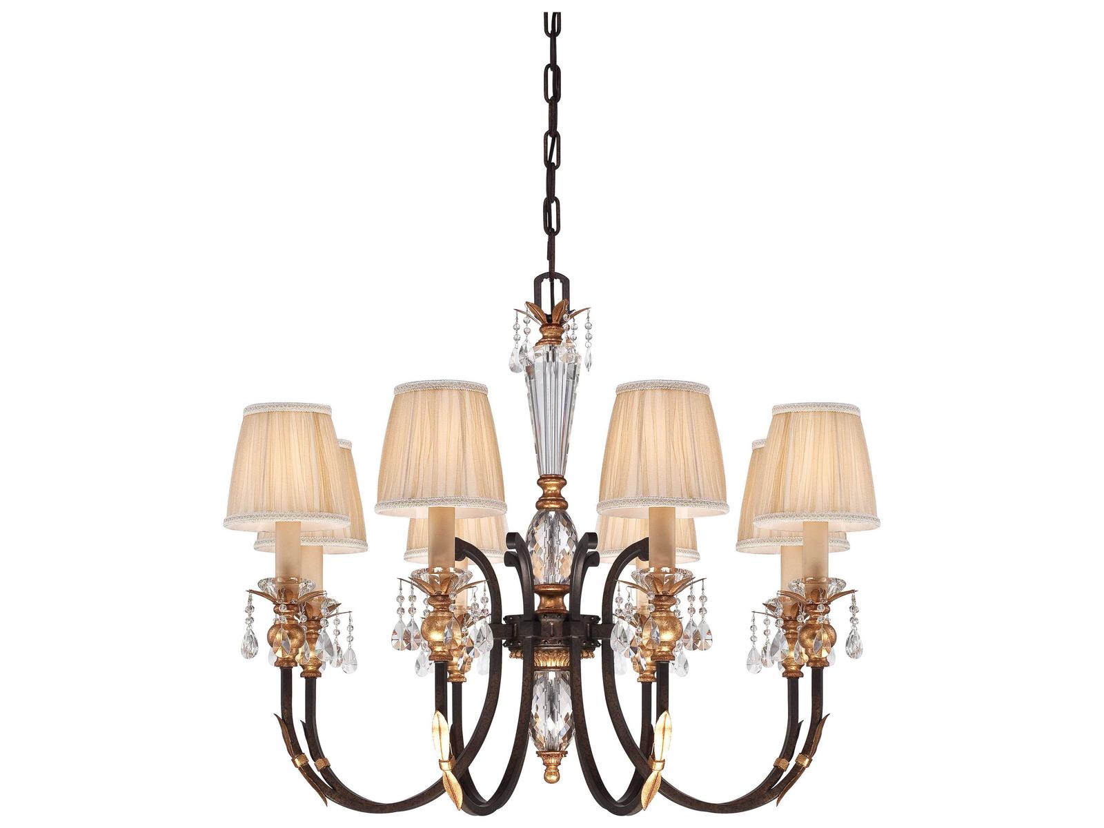 Metropolitan Bella Cristallo 8-Light French Bronze Gold Crystal Glass Candelabra Chandelier