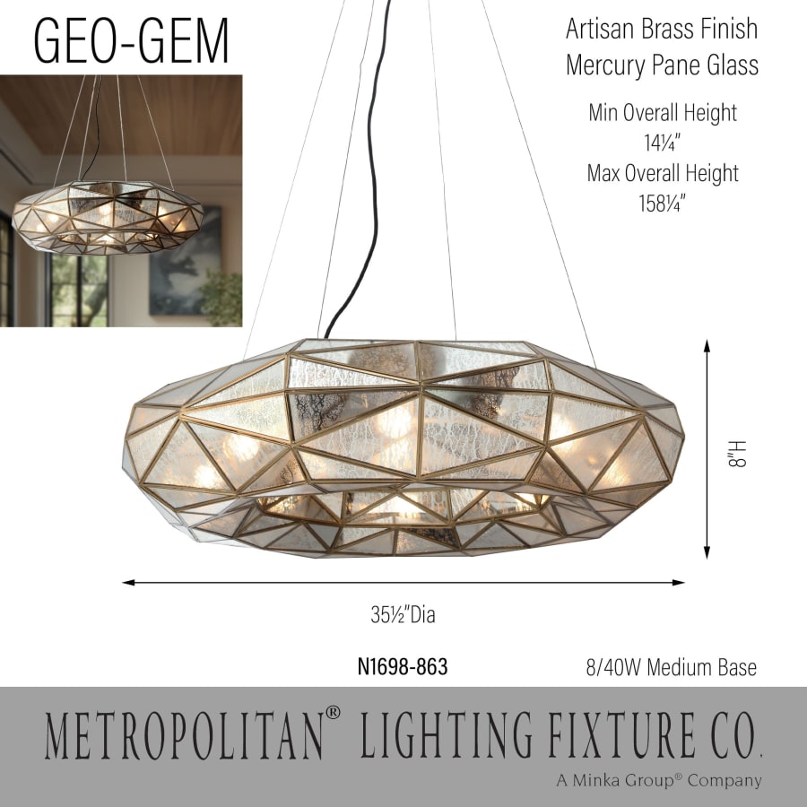 Metropolitan Geo-Gem 8 Light 36" Wide Ring Chandelier