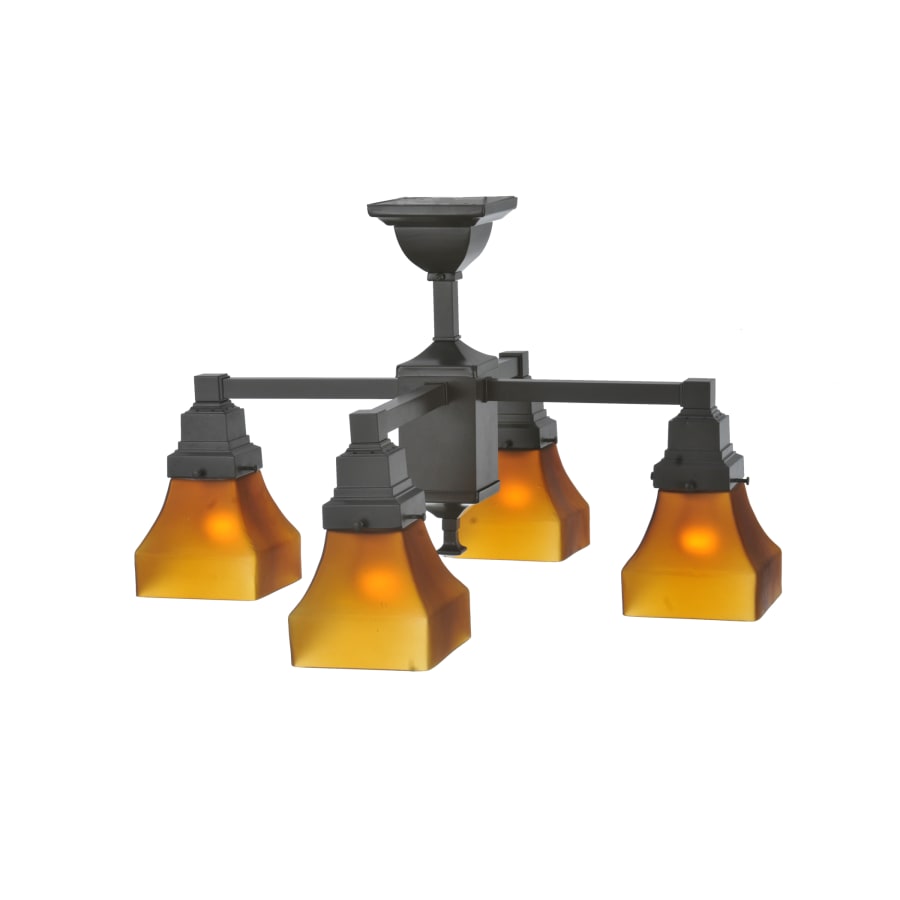 Meyda Tiffany 22" W Bungalow Frosted Amber 4 Light Chandelier