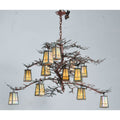 Meyda Tiffany Pine Branch Valley View 12 Light 52" Wide Chandelier with Beige Glass Shades - Rust Finish