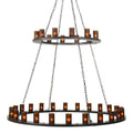 Meyda Tiffany Loxley 36 Light 72" Wide Pillar Candle Style Chandelier with Amber Glass Shades - Timeless Bronze Finish