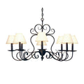 Meyda Tiffany Corrina 8 Light 36" Wide Chandelier with Cream Textrene Shades - Blackwash Finish
