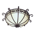 Meyda Tiffany Florentine 2 Light 24" Wide Flush Mount Bowl Ceiling Fixture with White Shade - Pompeii Gold Finish