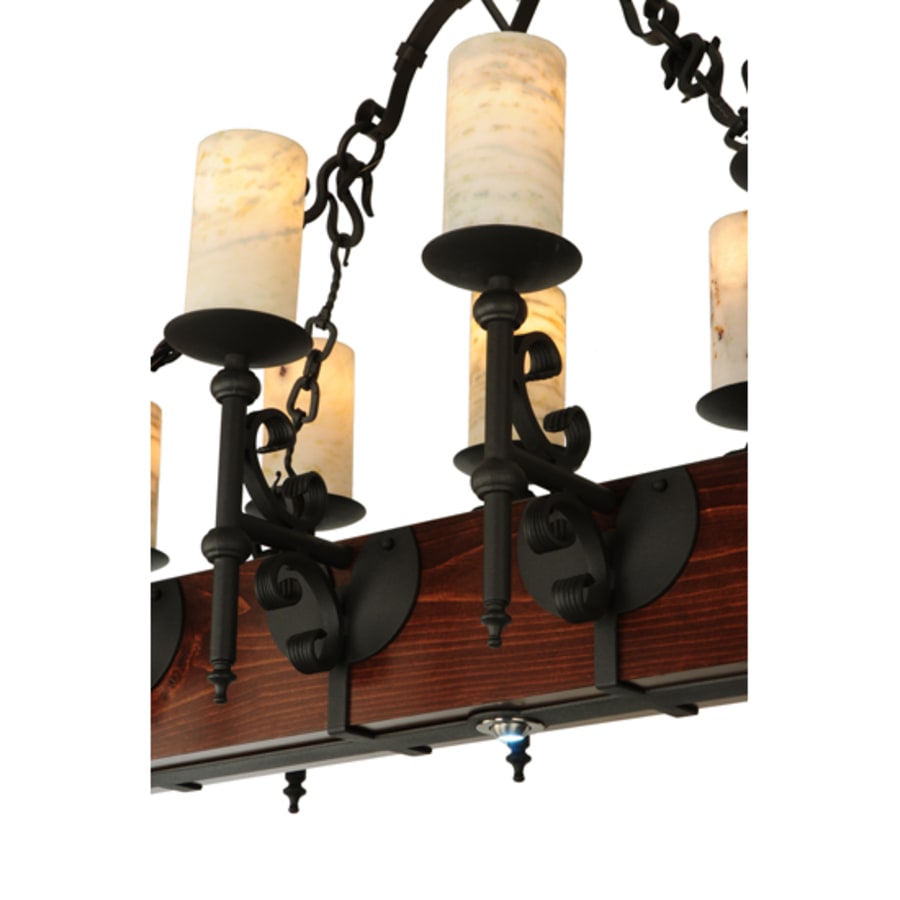 Meyda Tiffany Tudor 15 Light 60" Wide Pillar Candle Style Chandelier with Amber Jadestone Shades - Wrought Iron Finish