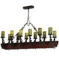 Meyda Tiffany Tudor 15 Light 60" Wide Pillar Candle Style Chandelier with Green Jadestone Shades- Wrought Iron Finish