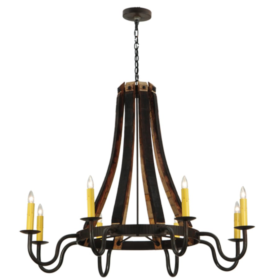 Meyda Tiffany Barrel Stave Madera 8 Light 50" Wide Taper Candle Style Chandelier
