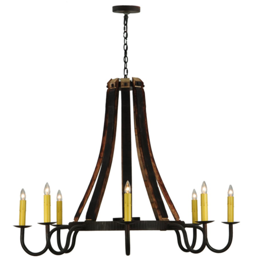 Meyda Tiffany Barrel Stave Madera 8 Light 50" Wide Taper Candle Style Chandelier