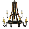Meyda Tiffany Barrel Stave Madera 12 Light 44" Wide Wrought Iron Candle Style Chandelier