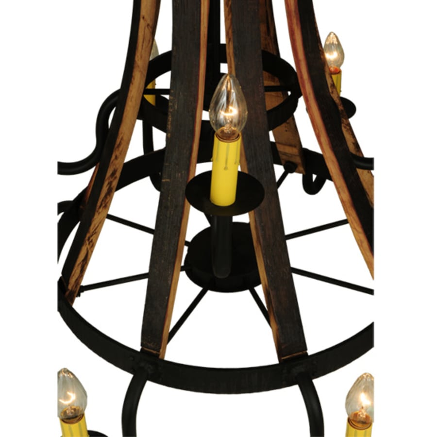 Meyda Tiffany Barrel Stave Madera 12 Light 44" Wide Wrought Iron Candle Style Chandelier