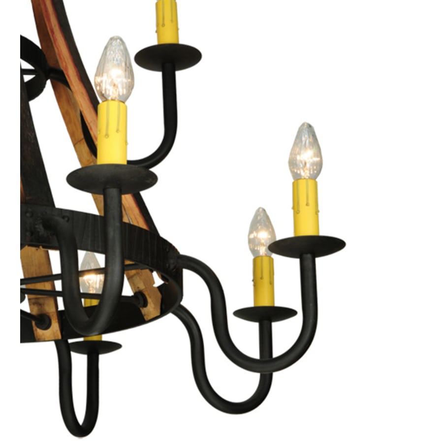 Meyda Tiffany Barrel Stave Madera 12 Light 44" Wide Wrought Iron Candle Style Chandelier