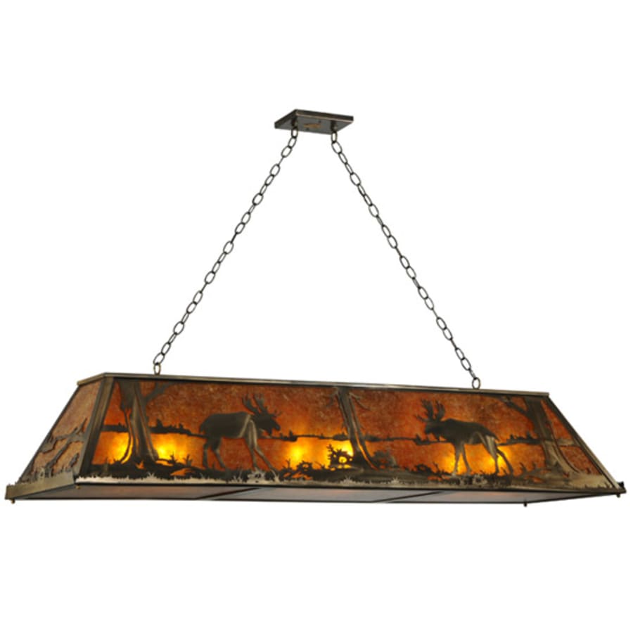 Meyda Tiffany Moose at Lake 9 Light 61" Wide Linear Pendant