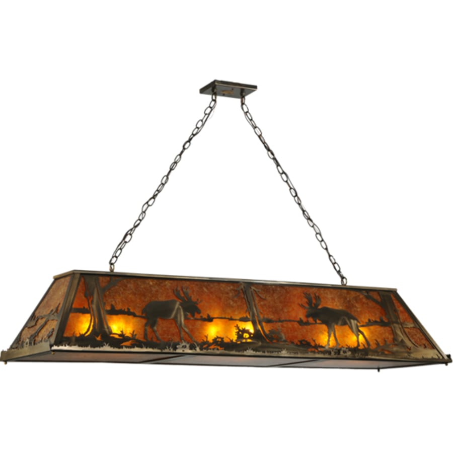 Meyda Tiffany Moose at Lake 9 Light 61" Wide Linear Pendant