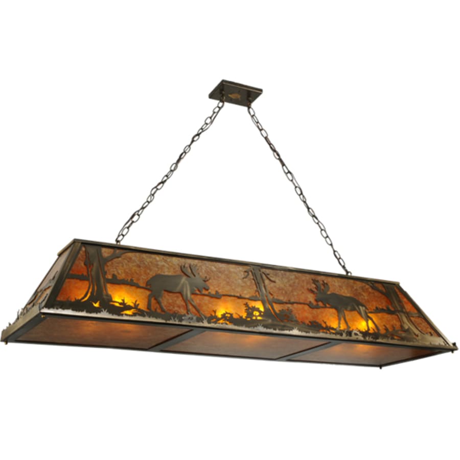 Meyda Tiffany Moose at Lake 9 Light 61" Wide Linear Pendant