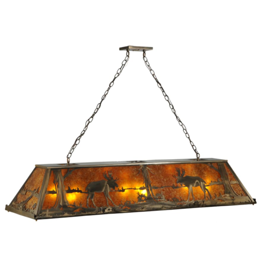 Meyda Tiffany Moose at Lake 9 Light 61" Wide Linear Pendant