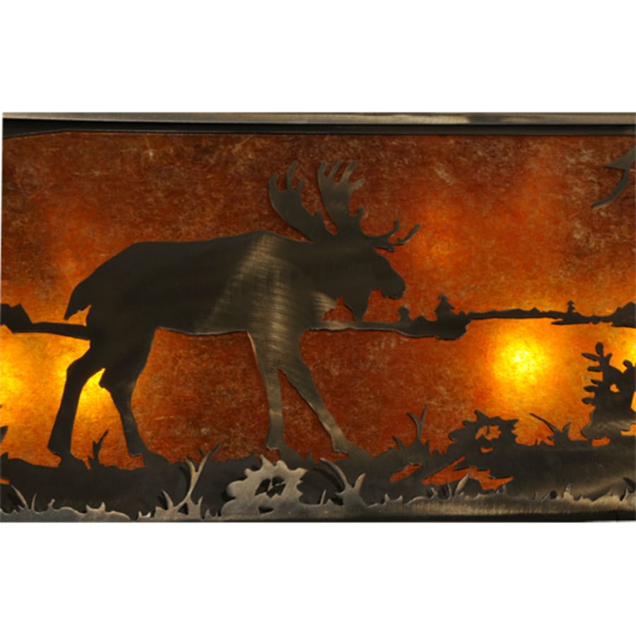 Meyda Tiffany Moose at Lake 9 Light 61" Wide Linear Pendant