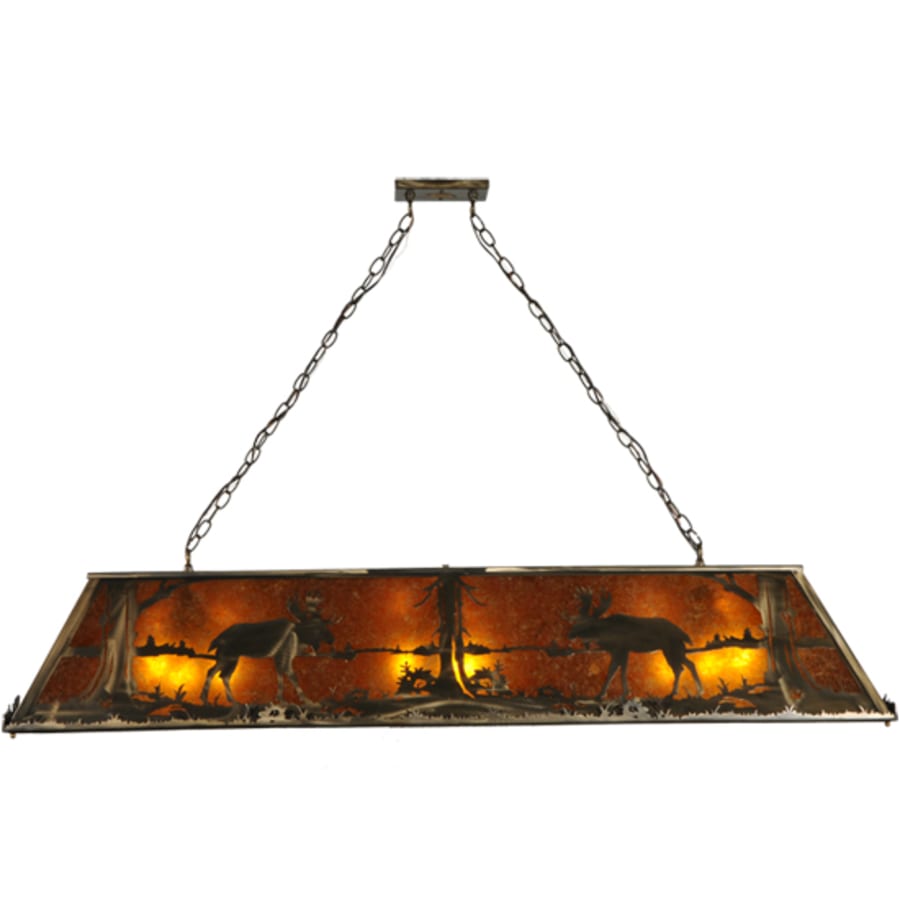 Meyda Tiffany Moose at Lake 9 Light 61" Wide Linear Pendant