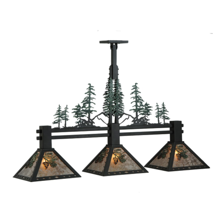 Meyda Tiffany Winter Pine 3 Light 45" Wide Linear Pendant