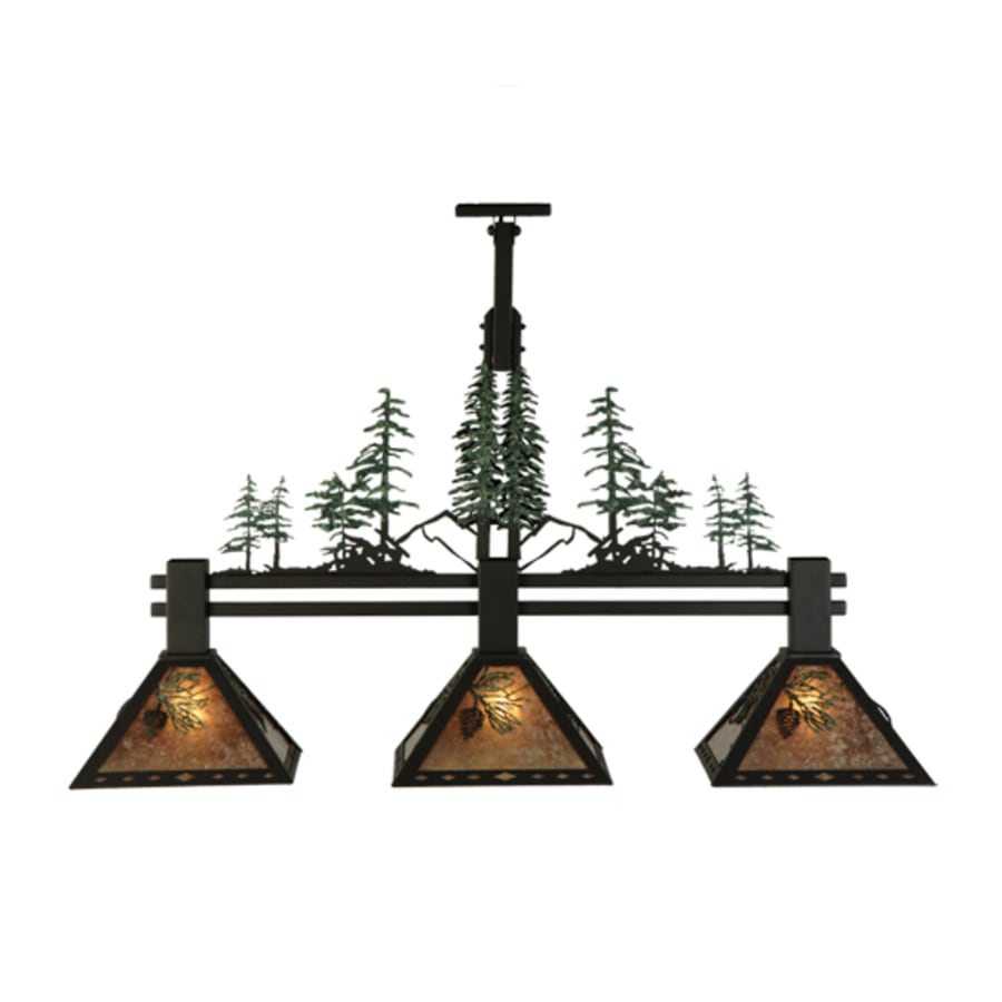 Meyda Tiffany Winter Pine 3 Light 45" Wide Linear Pendant