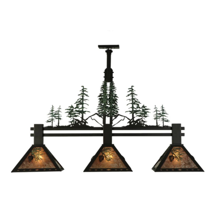 Meyda Tiffany Winter Pine 3 Light 45" Wide Linear Pendant