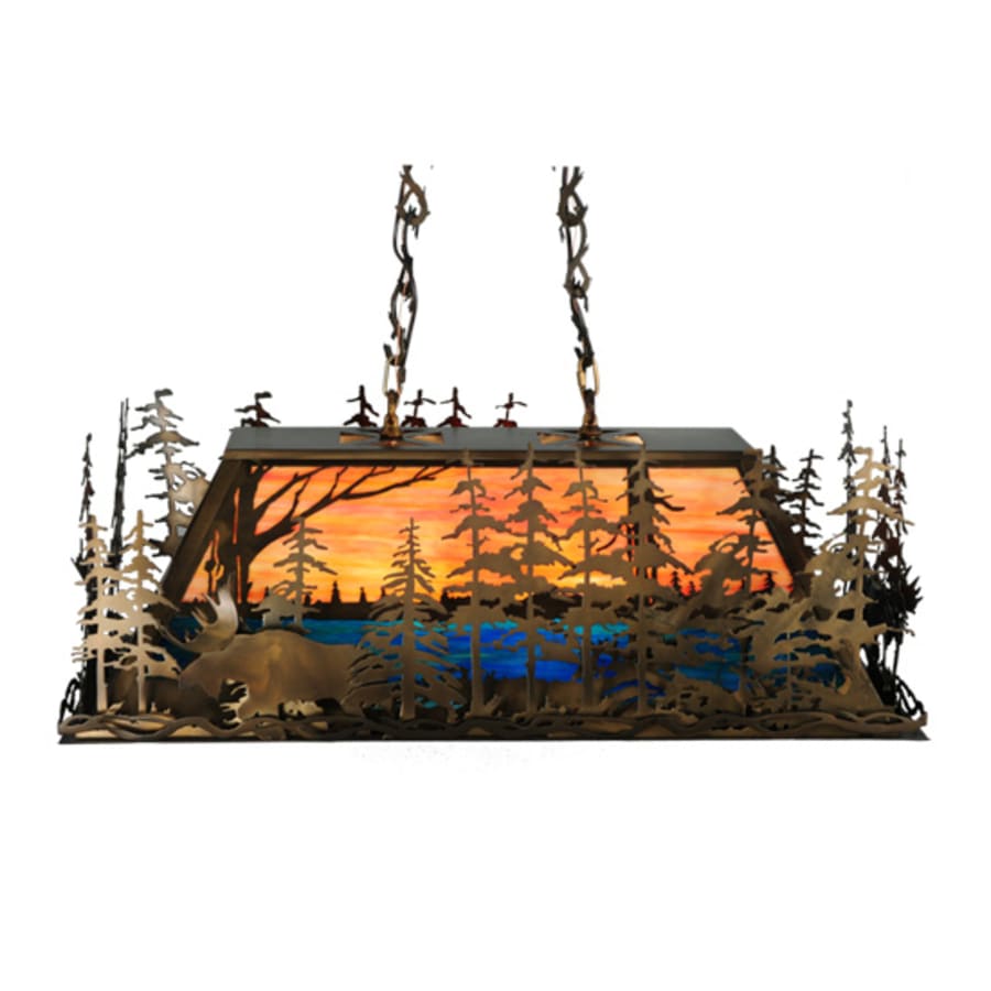 Meyda Tiffany Moose through the Trees 6 Light 35" Wide Linear Pendant