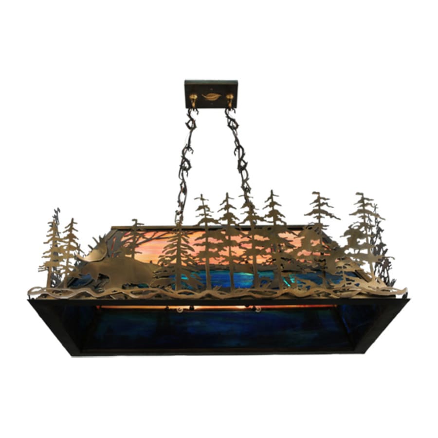 Meyda Tiffany Moose through the Trees 6 Light 35" Wide Linear Pendant