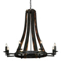 Meyda Tiffany Barrel Stave Madera 8 Light 42" Wide Taper Candle Style Chandelier - Natural Wood Finish