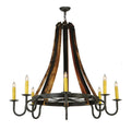 Meyda Tiffany Barrel Stave Madera 8 Light 48" Wide Taper Candle Style Chandelier - Natural Wood / Timeless Bronze Finish