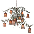 Meyda Tiffany Pine Branch Valley View 12 Light 52" Wide Chandelier with Silver Mica Shades - Rust Finish