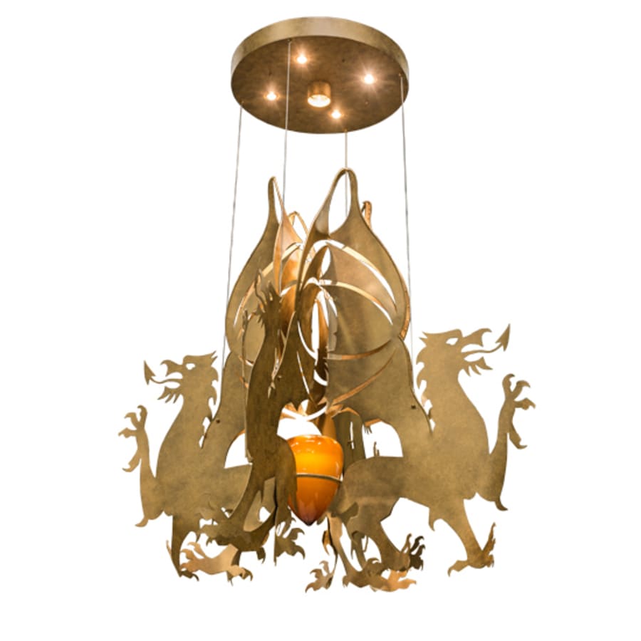 Meyda Tiffany Dragos 4 Light 80" Wide Abstract Pendant