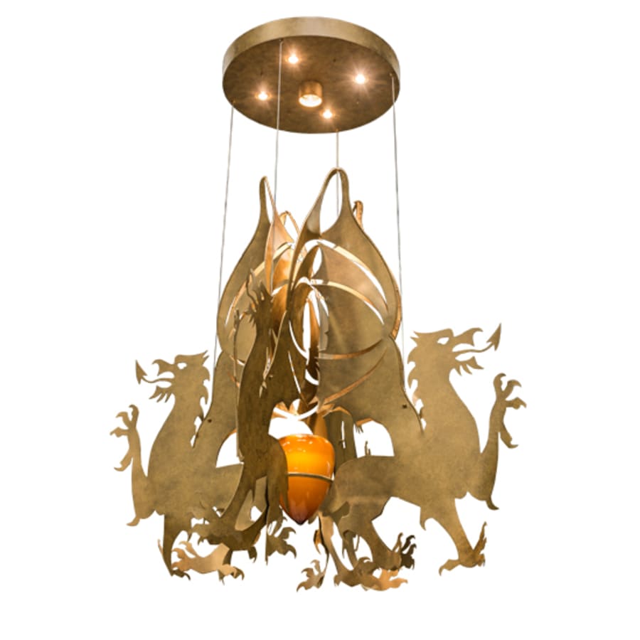 Meyda Tiffany Dragos 4 Light 80" Wide Abstract Pendant