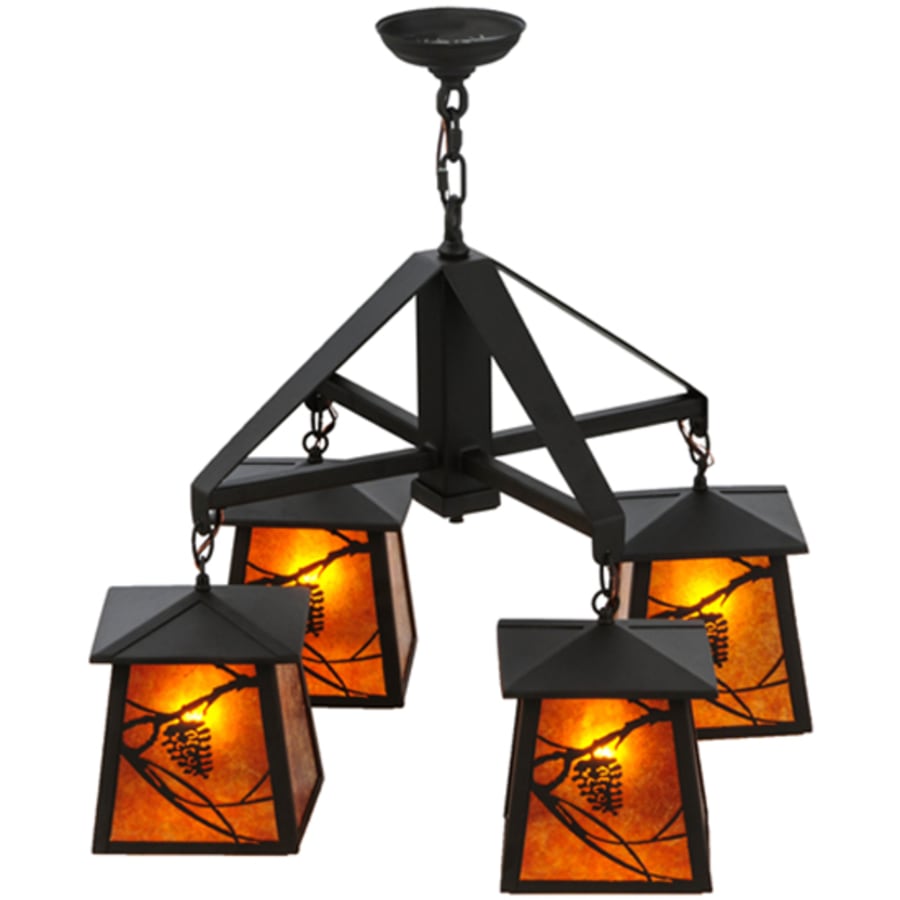 Meyda Tiffany Whispering Pines 4 Light 28" Wide Chandelier