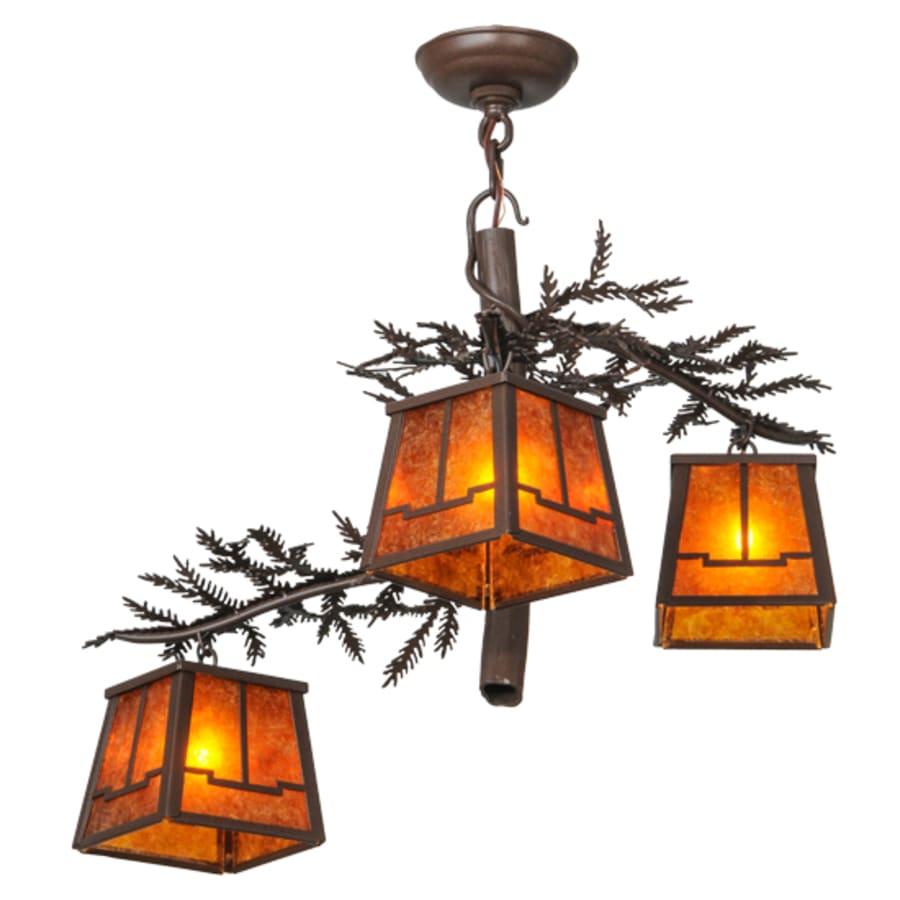 Meyda Tiffany Pine Branch Valley View 3 Light 28" Wide Chandelier
