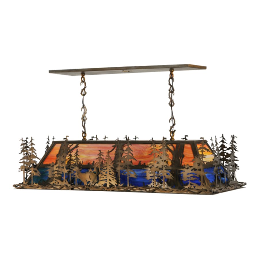 Meyda Tiffany Deer Through the Trees 9 Light 51" Wide Linear Pendant