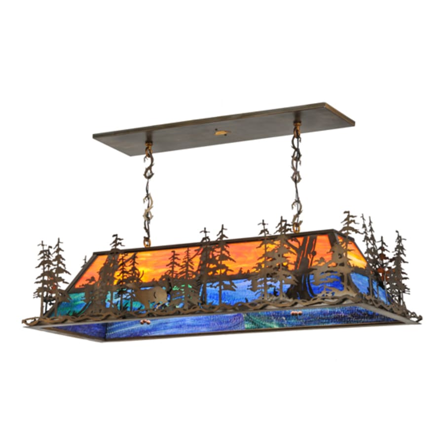 Meyda Tiffany Deer Through the Trees 9 Light 51" Wide Linear Pendant
