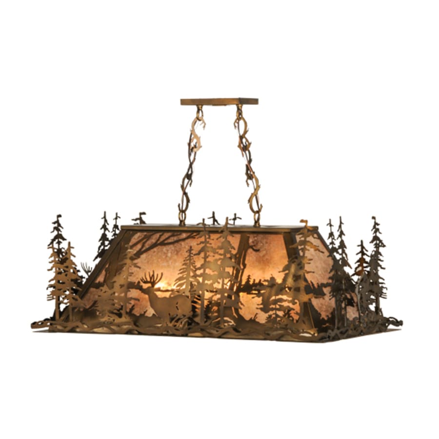 Meyda Tiffany Deer through the Trees 5 Light 34" Wide Linear Pendant