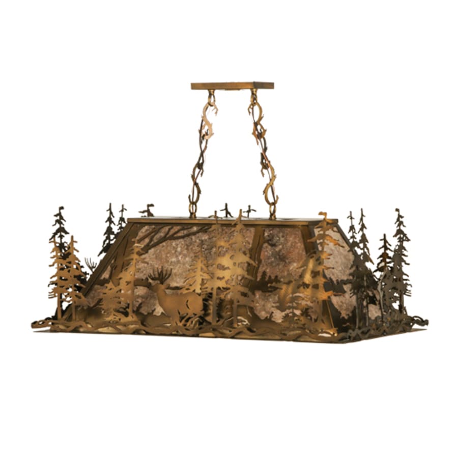 Meyda Tiffany Deer through the Trees 5 Light 34" Wide Linear Pendant