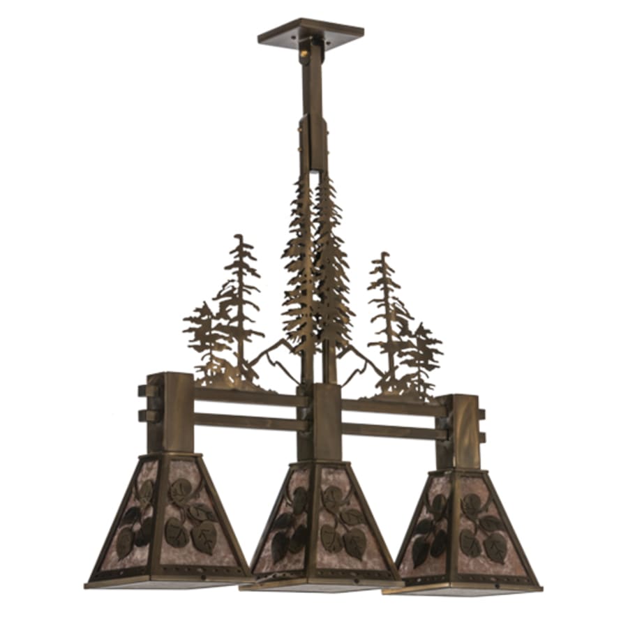 Meyda Tiffany Aspen Leaf 3 Light 30" Wide Linear Pendant