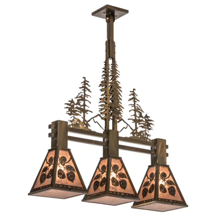 Meyda Tiffany Aspen Leaf 3 Light 30" Wide Linear Pendant
