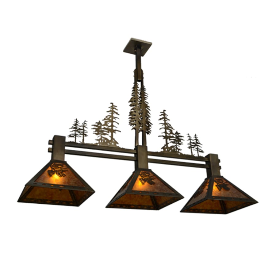 Meyda Tiffany Tall Pines 3 Light 45" Wide Linear Pendant