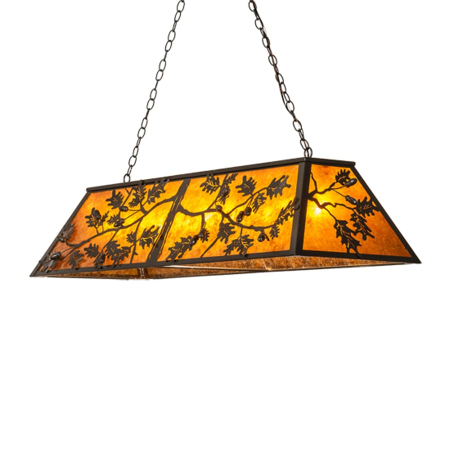 Meyda Tiffany Leaf and Acorn 9 Light 54" Wide Linear Pendant