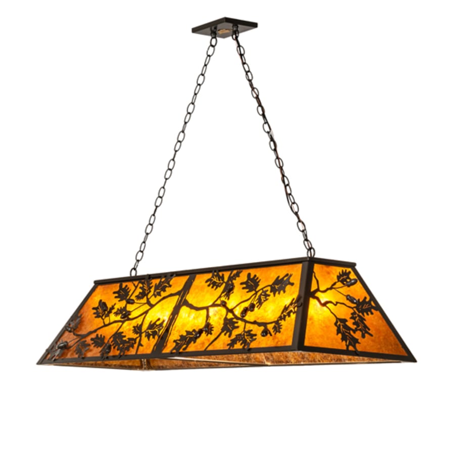Meyda Tiffany Leaf and Acorn 9 Light 54" Wide Linear Pendant