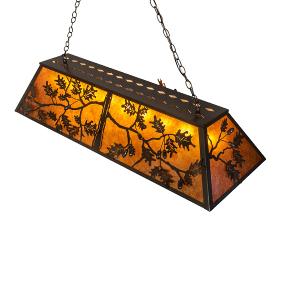 Meyda Tiffany Leaf and Acorn 9 Light 54" Wide Linear Pendant