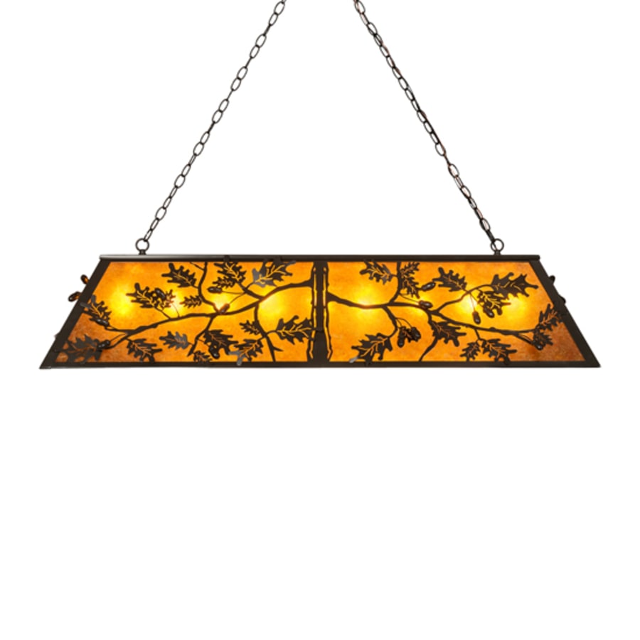 Meyda Tiffany Leaf and Acorn 9 Light 54" Wide Linear Pendant