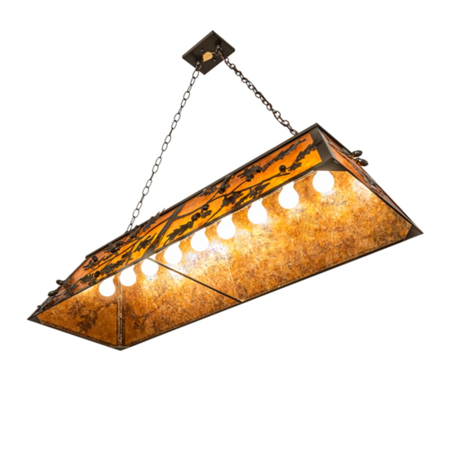 Meyda Tiffany Leaf and Acorn 9 Light 54" Wide Linear Pendant