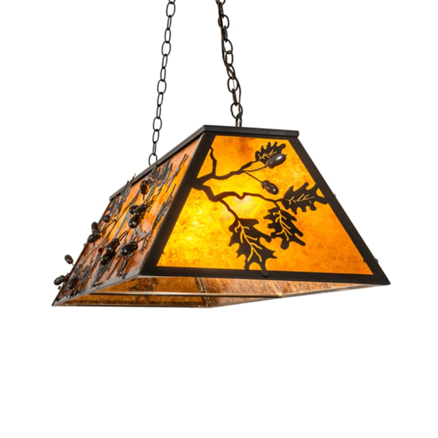 Meyda Tiffany Leaf and Acorn 9 Light 54" Wide Linear Pendant