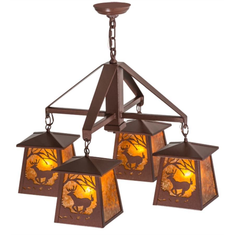 Meyda Tiffany Deer at Dawn 4 Light 28" Wide Chandelier