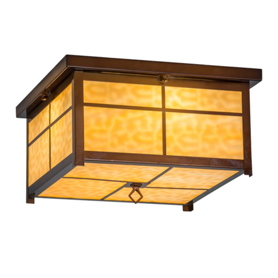 Meyda Tiffany Mission 4 Light 24" Wide Flush Mount Square Ceiling Fixture - Transparent Copper Finish