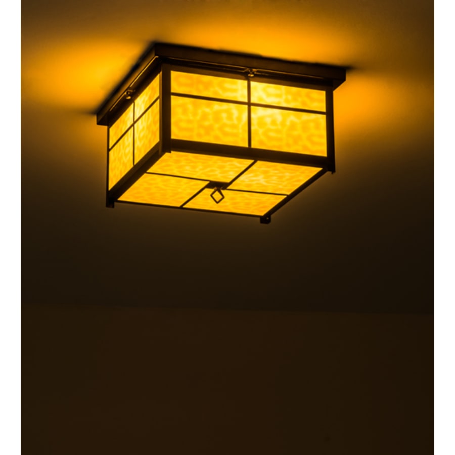 Meyda Tiffany Mission 4 Light 24" Wide Flush Mount Square Ceiling Fixture - Transparent Copper Finish
