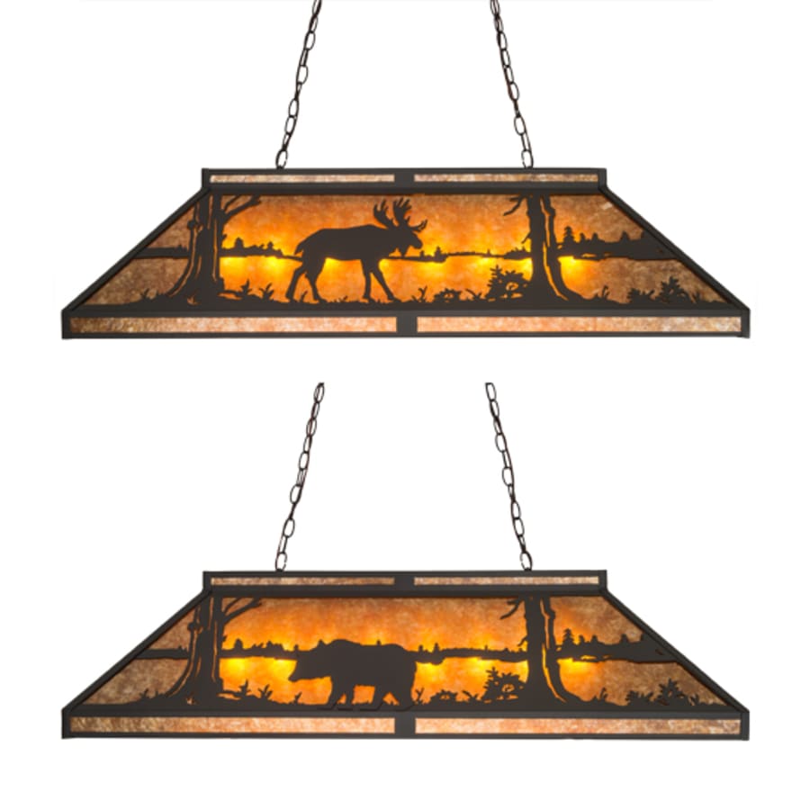 Meyda Tiffany Moose and Black Bear 9 Light 48" Wide Linear Pendant