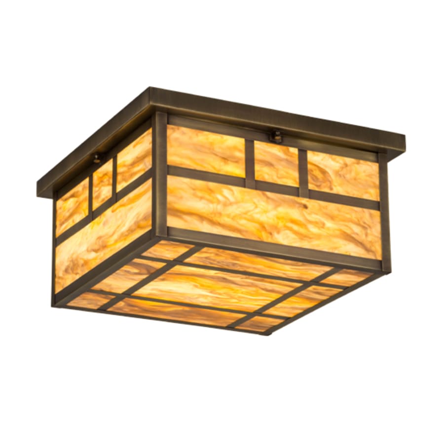 Meyda Tiffany Hyde Park Double Bar Mission 4 Light 29" Wide Flush Mount Square Ceiling Fixture